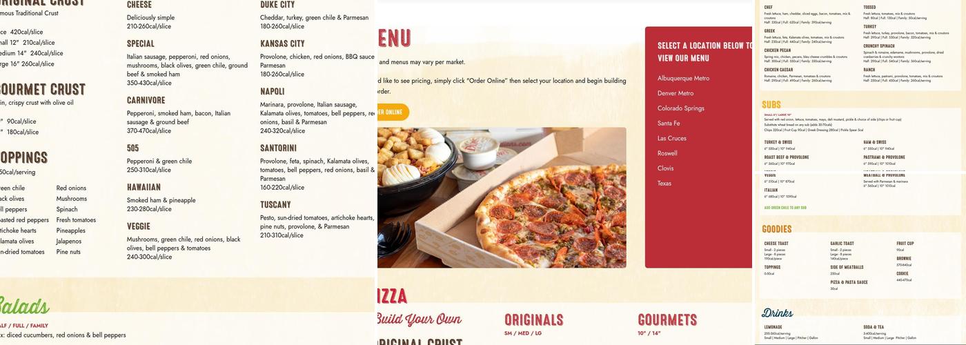 Dion's Pizza Menu