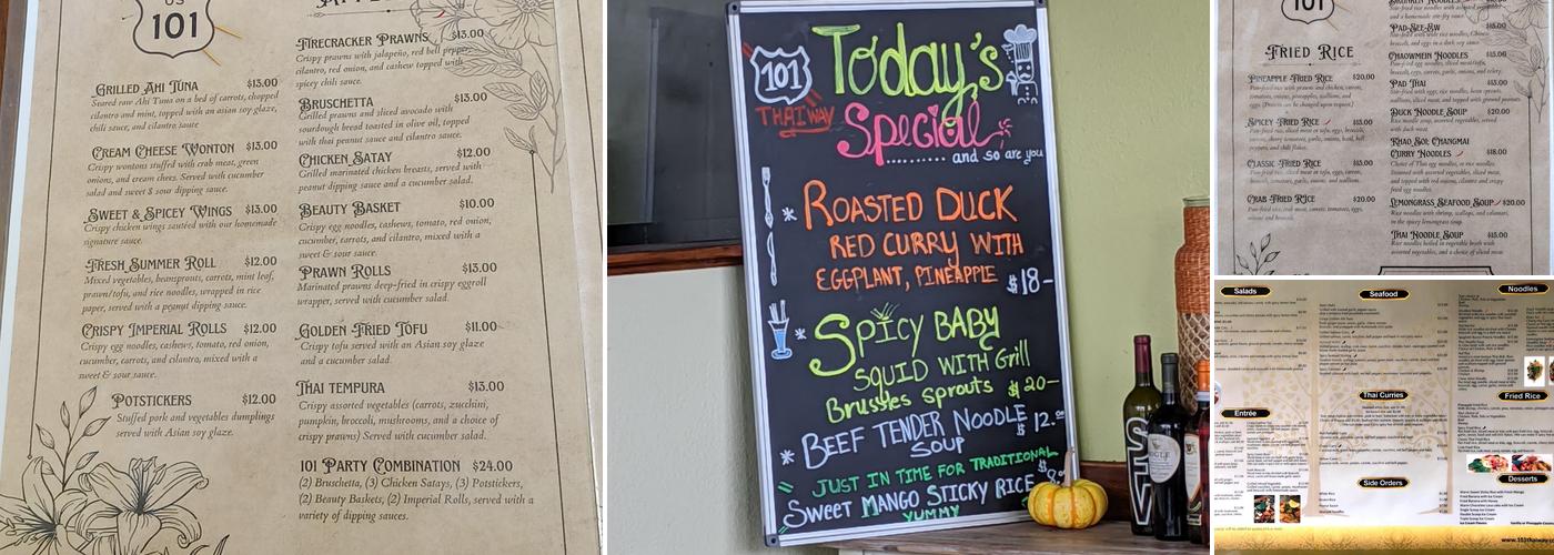 101 Thai Way Menu