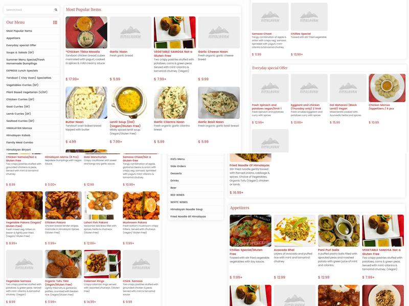 Himalayan Restaurant Menu