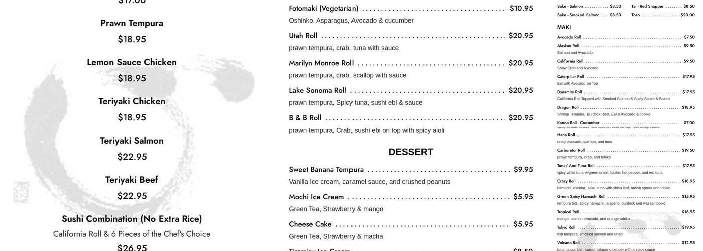 Sake 'O Menu