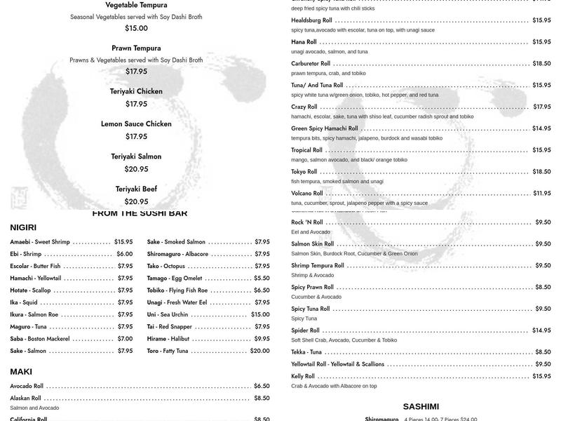 Sake 'O Menu