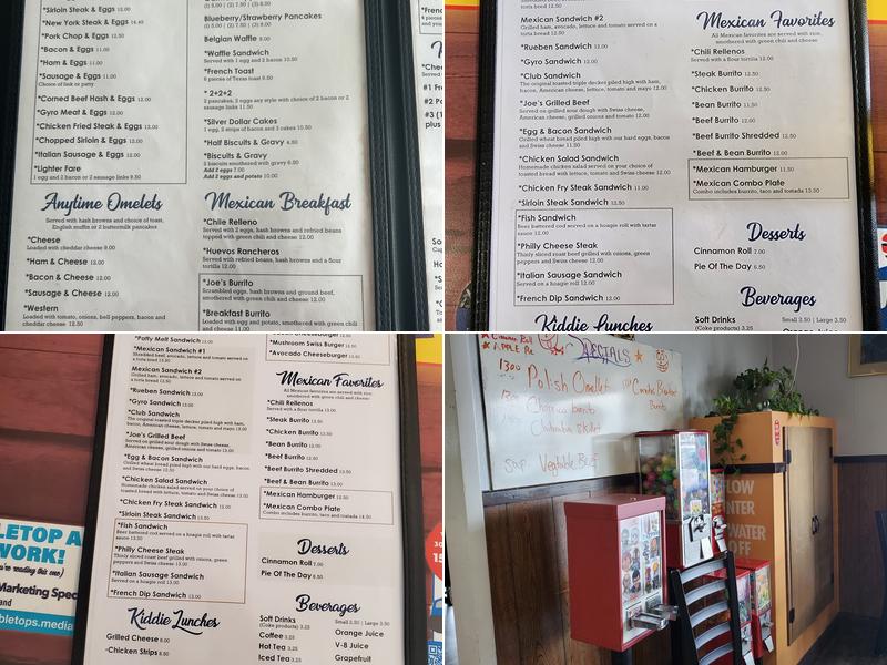 Joe's Cafe Menu