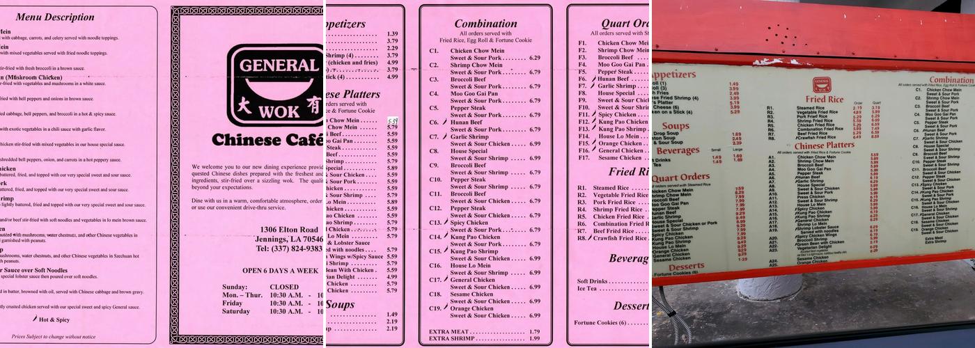 General Wok Menu