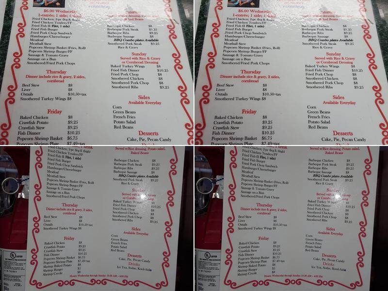 Sistah's Cafe Menu