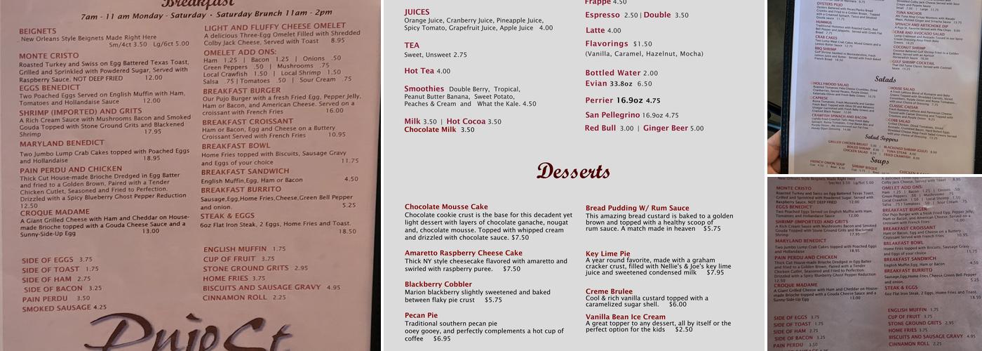 Pujo St Cafe Menu