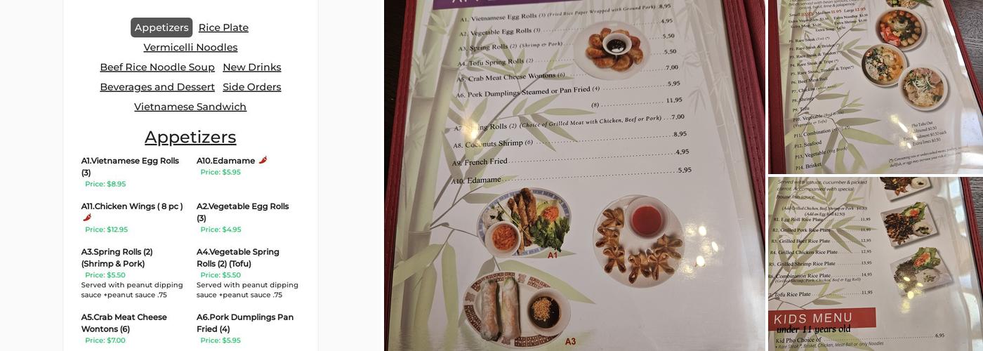 Pho TJ Menu