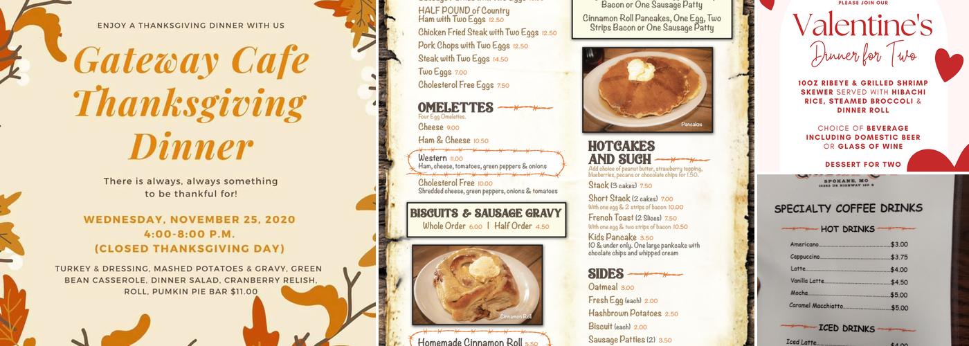 Gateway Cafe Menu
