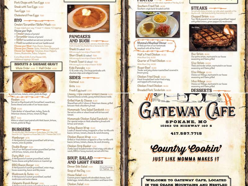Gateway Cafe Menu