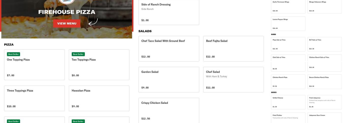 Firehouse Pizza Menu