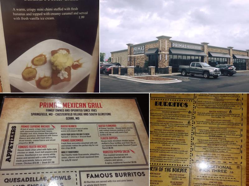 Primas Mexican Kitchen Menu