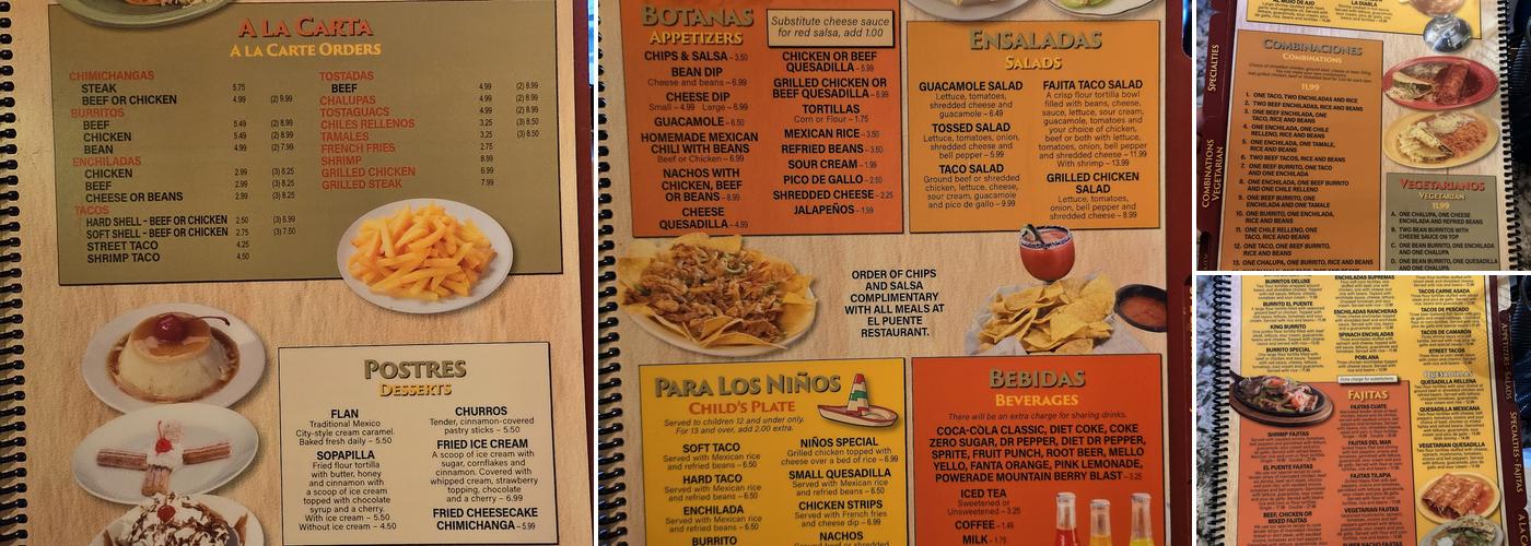 El Puente Menu
