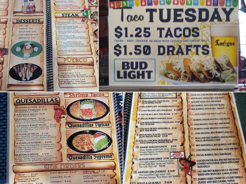 Amigos Mexican Restaurant Menu
