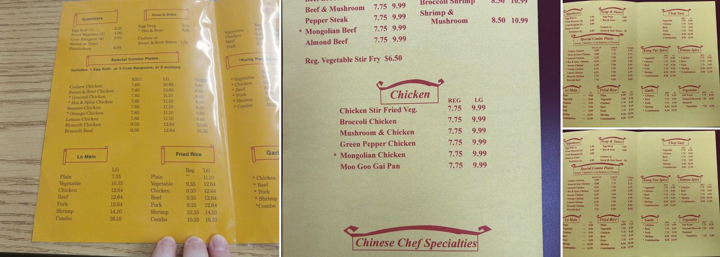 Chinese Chef Inn Menu