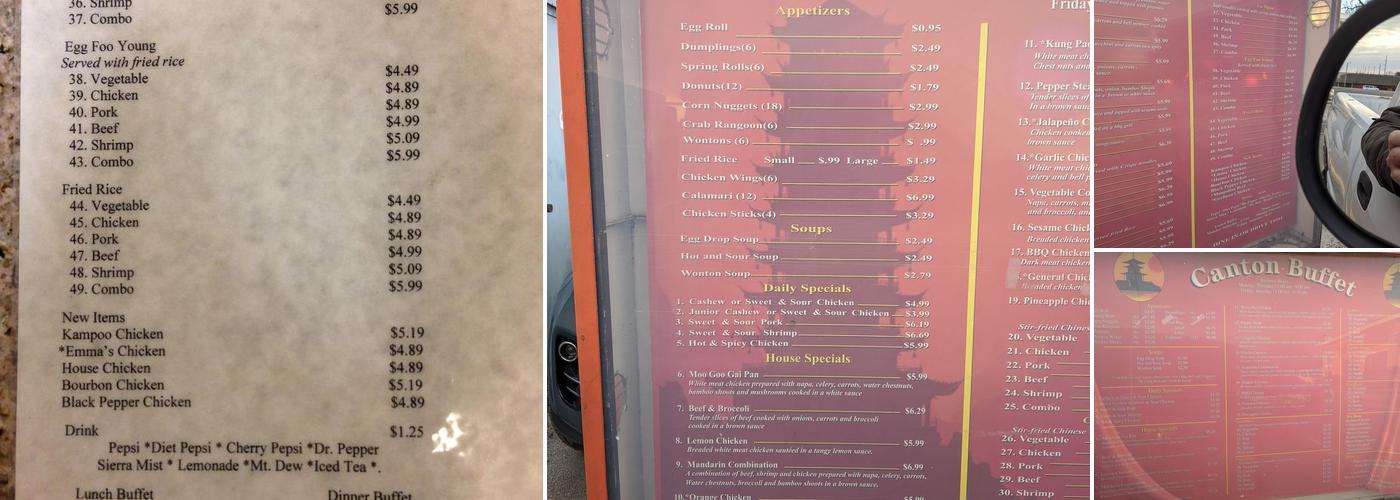 Canton Buffet Menu