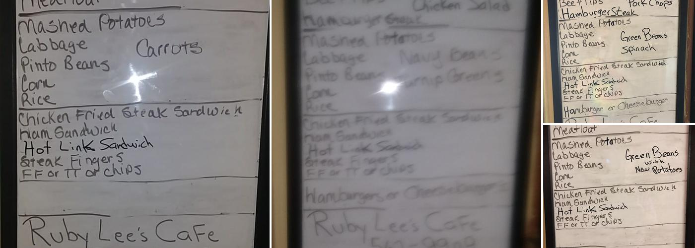 Ruby Lee's Cafe Menu