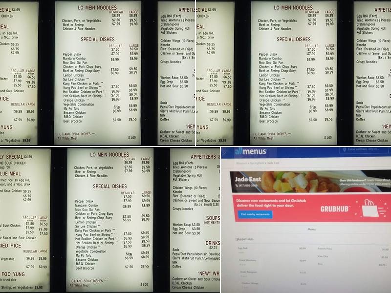 Jade East Restaurant Menu