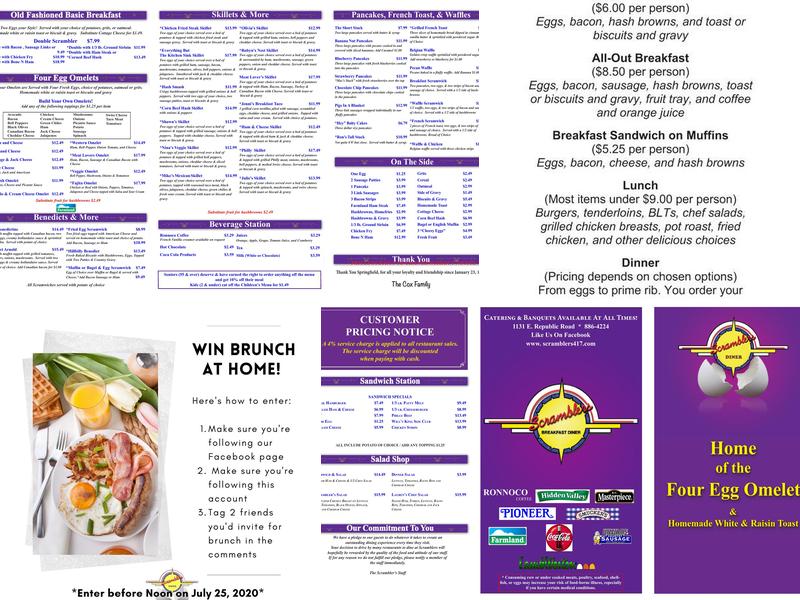 Scramblers Menu