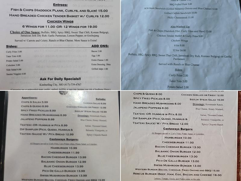Castaways Pub And Grill Menu