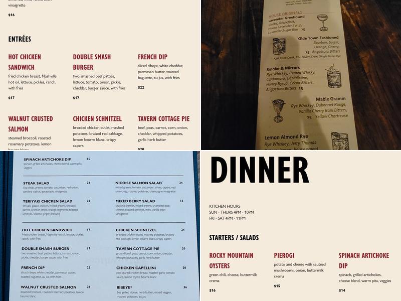 The Arvada Tavern Menu