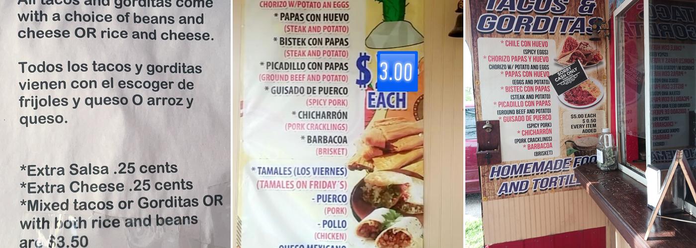 Taco Palin Menu