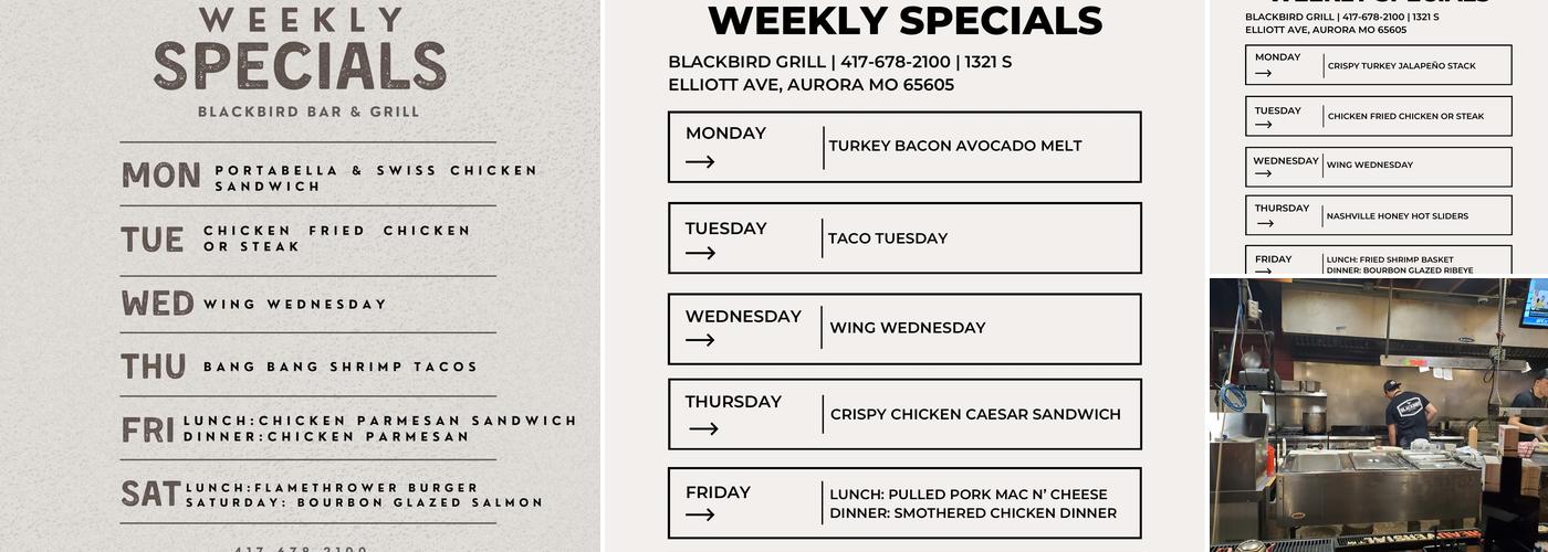Blackbird Bar & Grill Menu