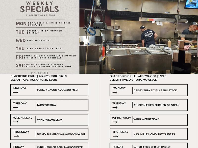 Blackbird Bar & Grill Menu