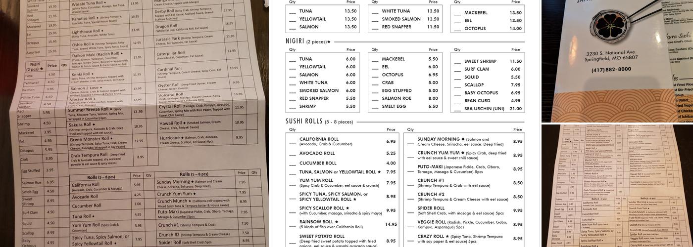 Sakura Japanese Sushi Bar & Grill Menu