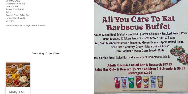 Lucy's Silver Mine Restaurant Menu