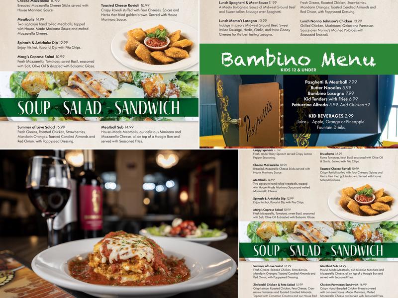 Pasghetti's Menu