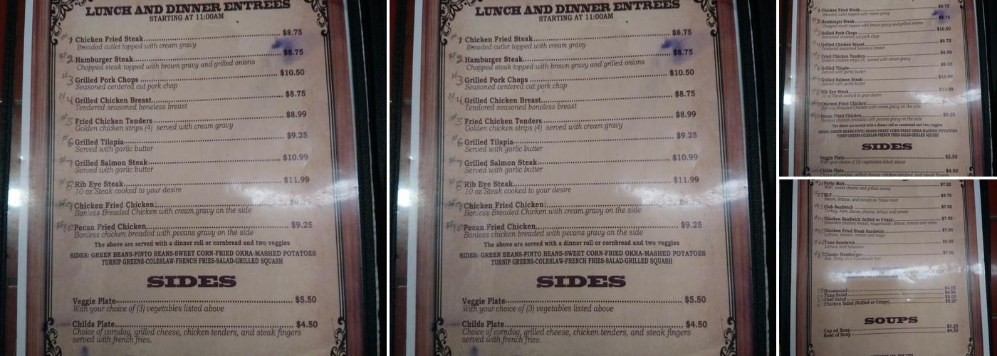 Bailey's Cafe Menu