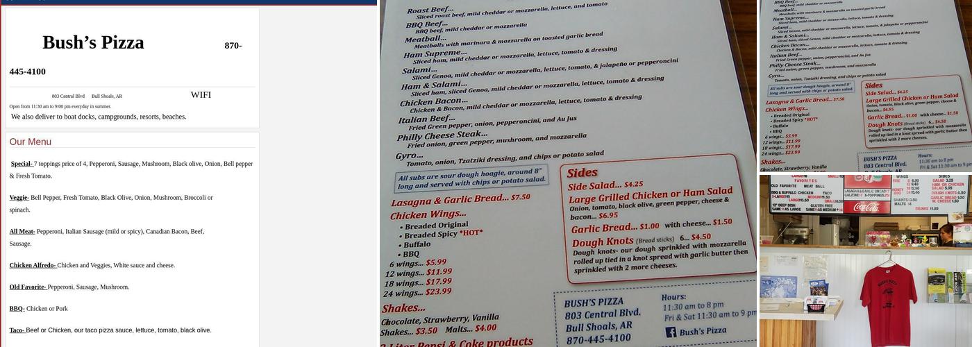 Bush's Pizza Menu