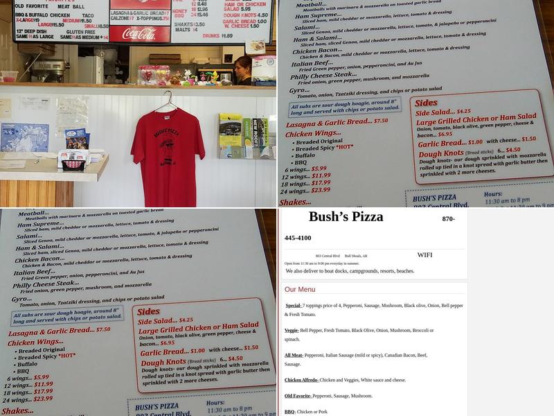 Bush's Pizza Menu