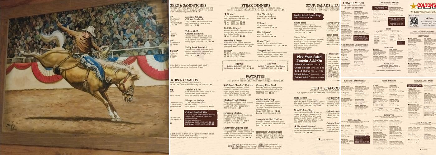 Colton's Steak House & Grill Menu