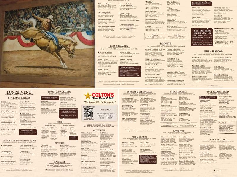 Colton's Steak House & Grill Menu
