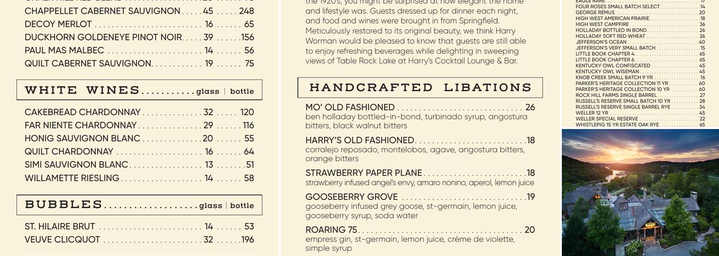 Devil's Pool Restaurant Menu