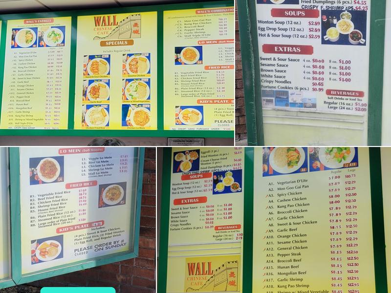 Wall Chinese Cafe Menu