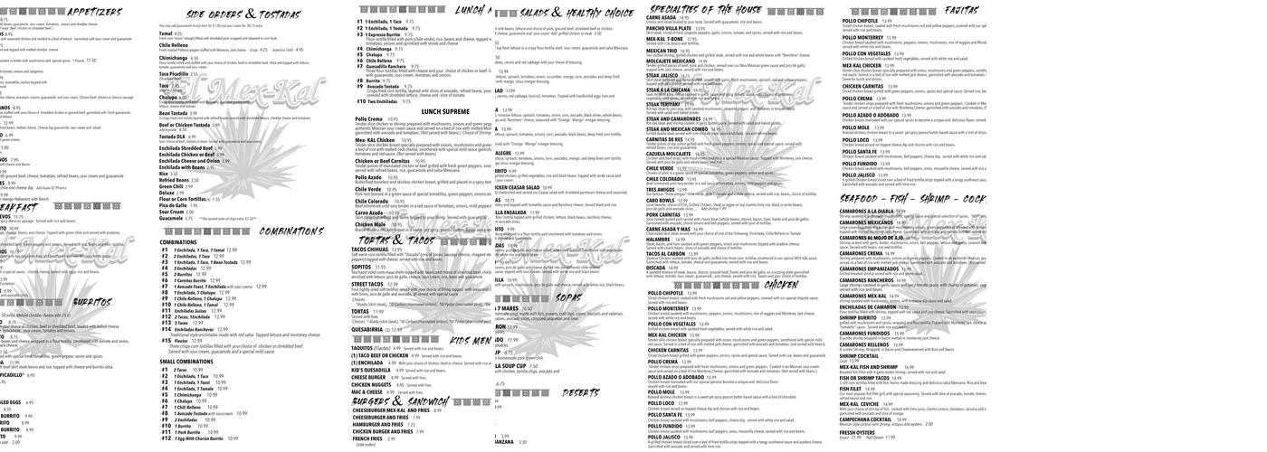 El Mex- Kal Menu