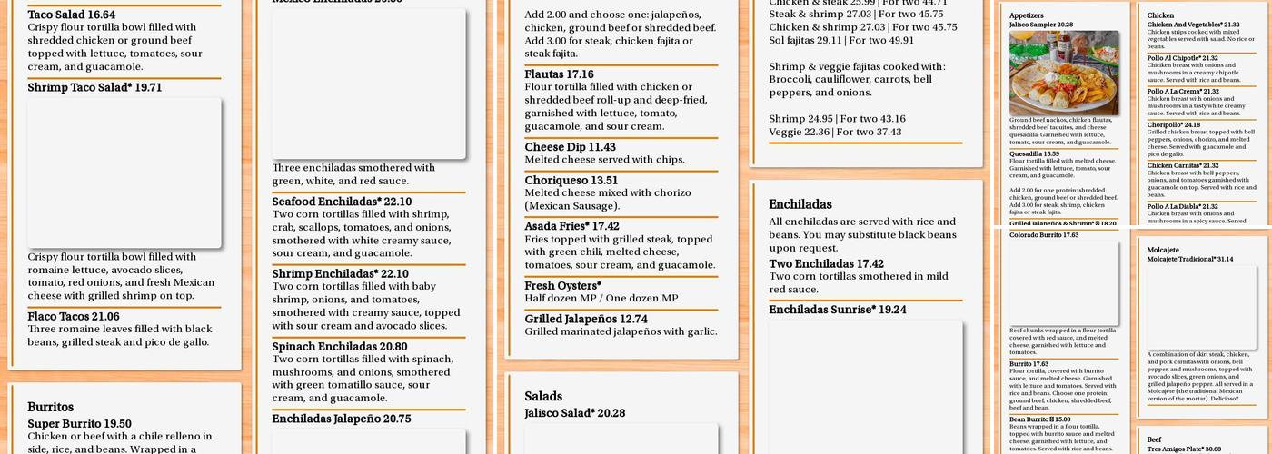 Sol De Jalisco Menu