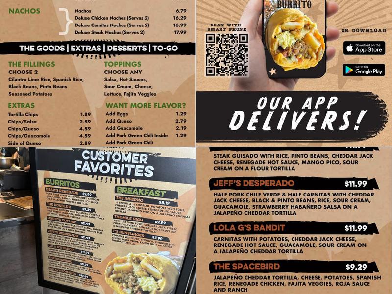 Renegade Burrito Menu