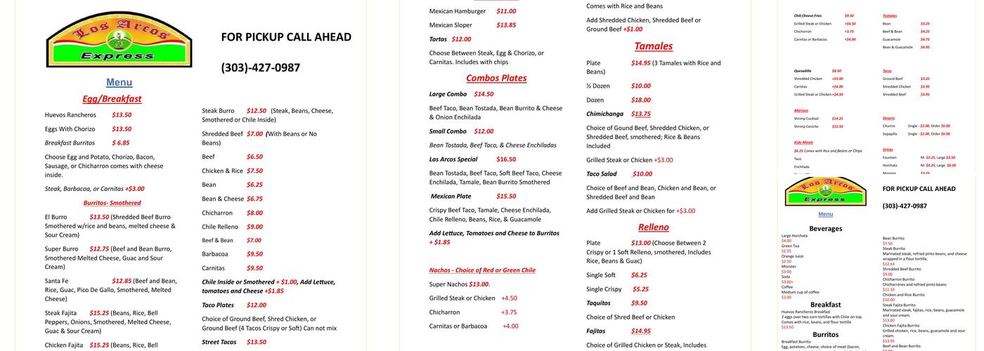 Los Arcos Express Menu