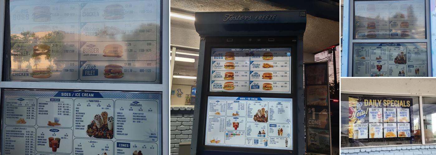 Fosters Freeze Menu