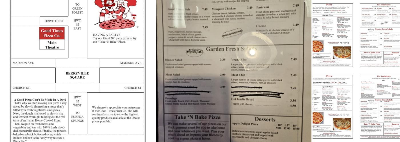 Good Times Pizza Co Menu