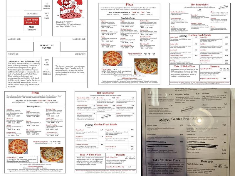 Good Times Pizza Co Menu