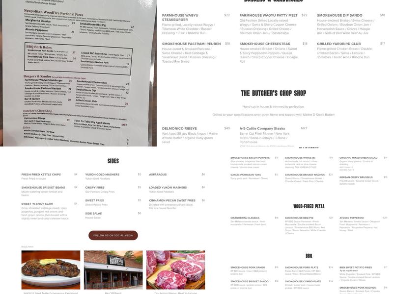The Rockin' Pig Menu