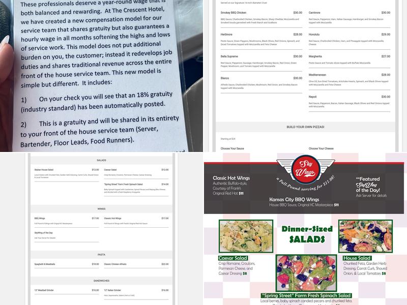 Skybar Gourmet Pizza Menu