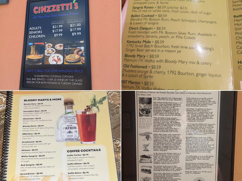 Cinzzetti's Menu