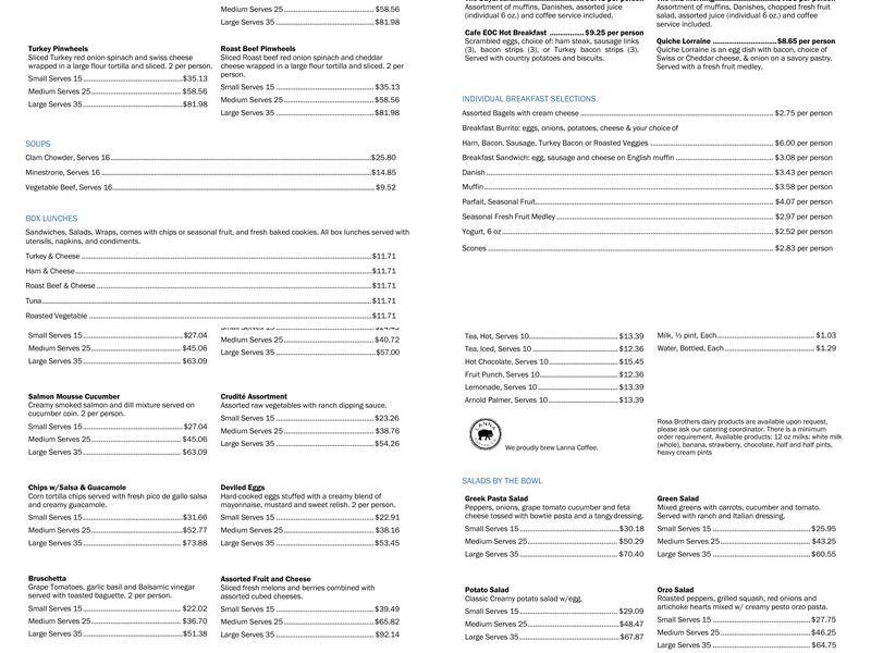 Cafe EOC Menu