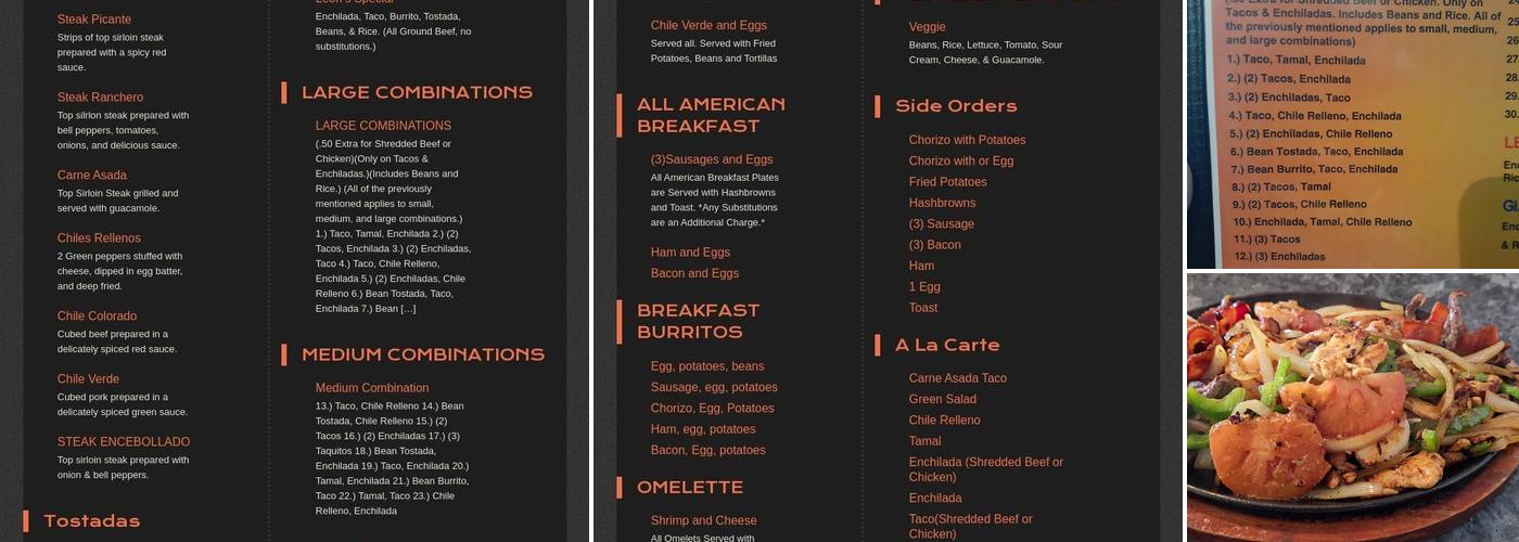 Cafe Leon Mexican Restaurant Menu