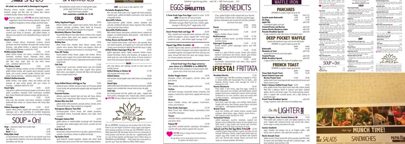Patio Cafe Menu