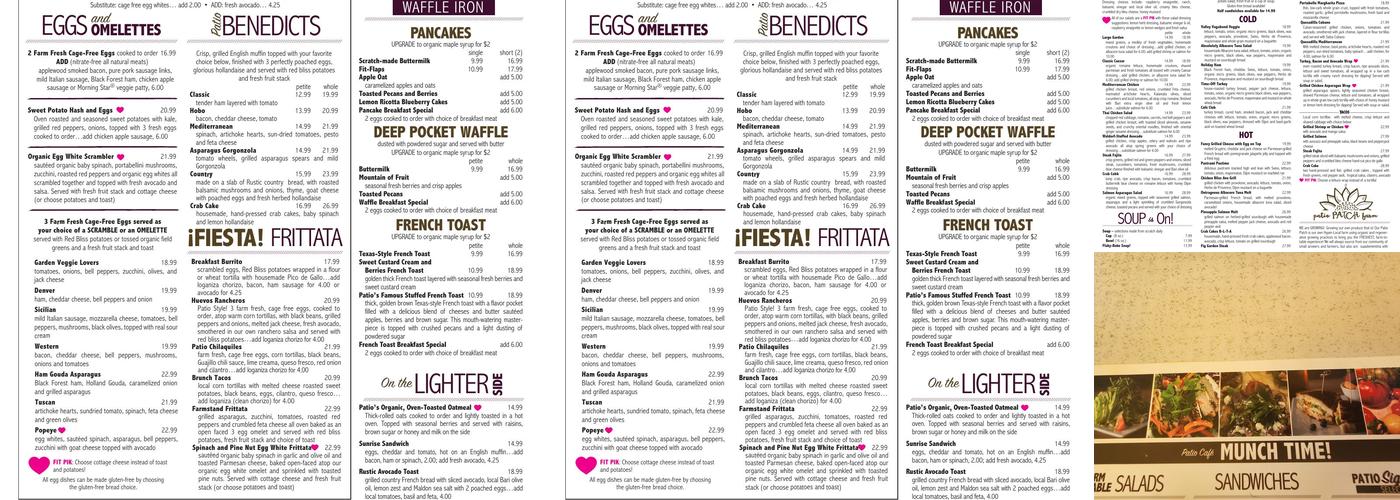 Patio Cafe Menu